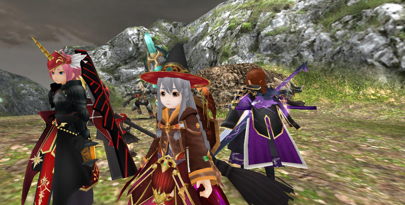 キャラクター3人組、ファンタジーMMO風