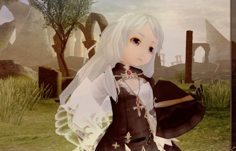 ゲームキャラクターの白髪の少女