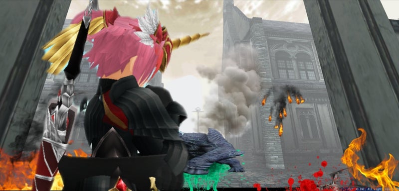 ゲームのキャラクターが戦場に立つ