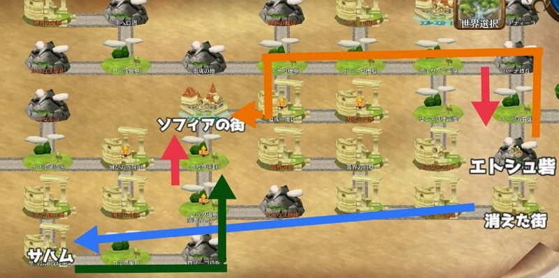 逸遥の徠復マップ ソフィアへ向かう道